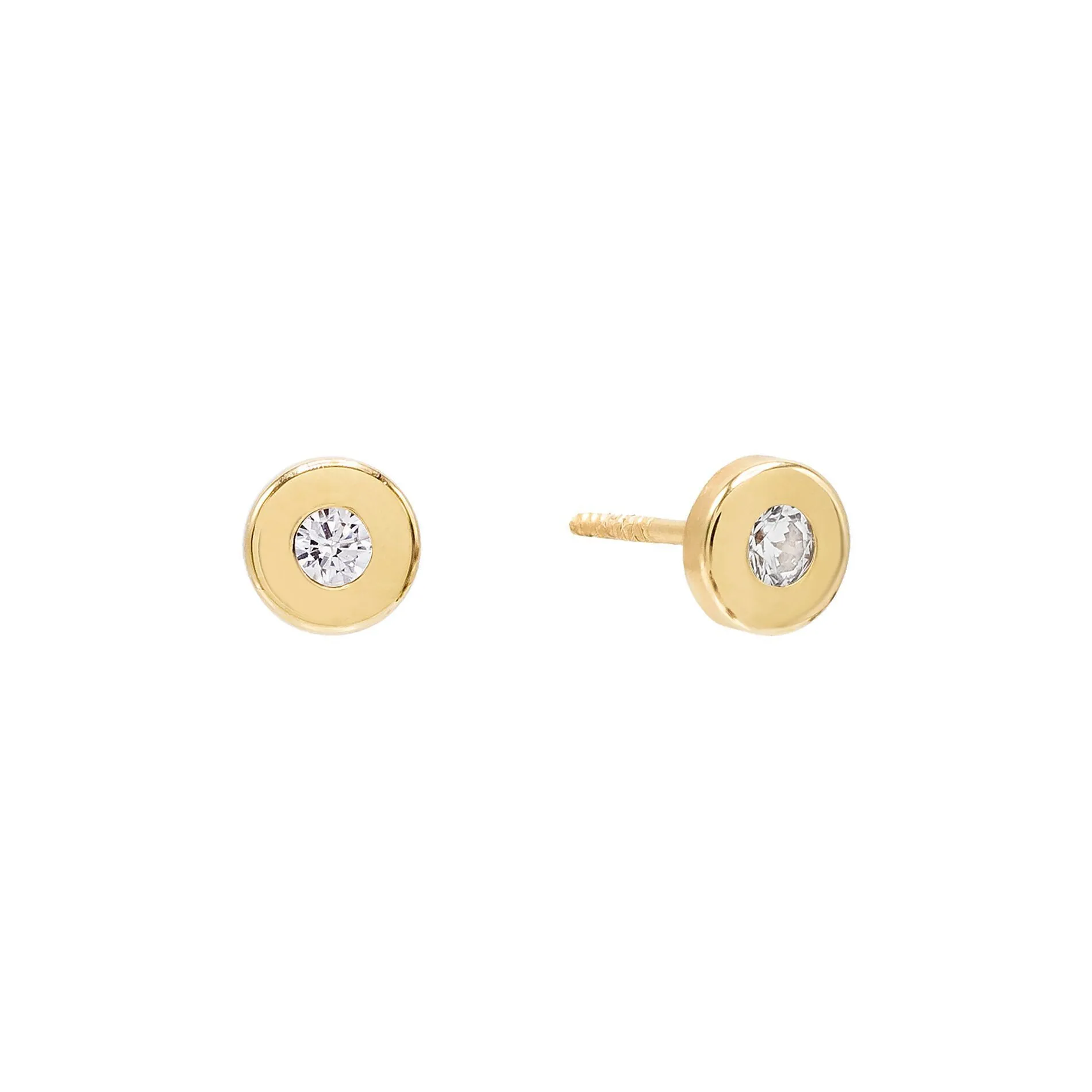 Circle CZ Stud Earring 14K