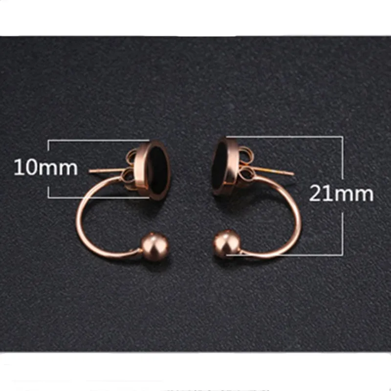Circle Geometric Earrings Semi-circular U-shaped Hook Line Steel Ball Black Round Cake Earrings