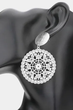 Circular Dangled Earrings silver tone