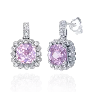 Classic Pink Drop Earrings with Accented Setting