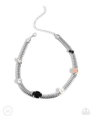 Classy Collectable - Black - and Smoke Gem White Pearl Paparazzi Choker Necklace