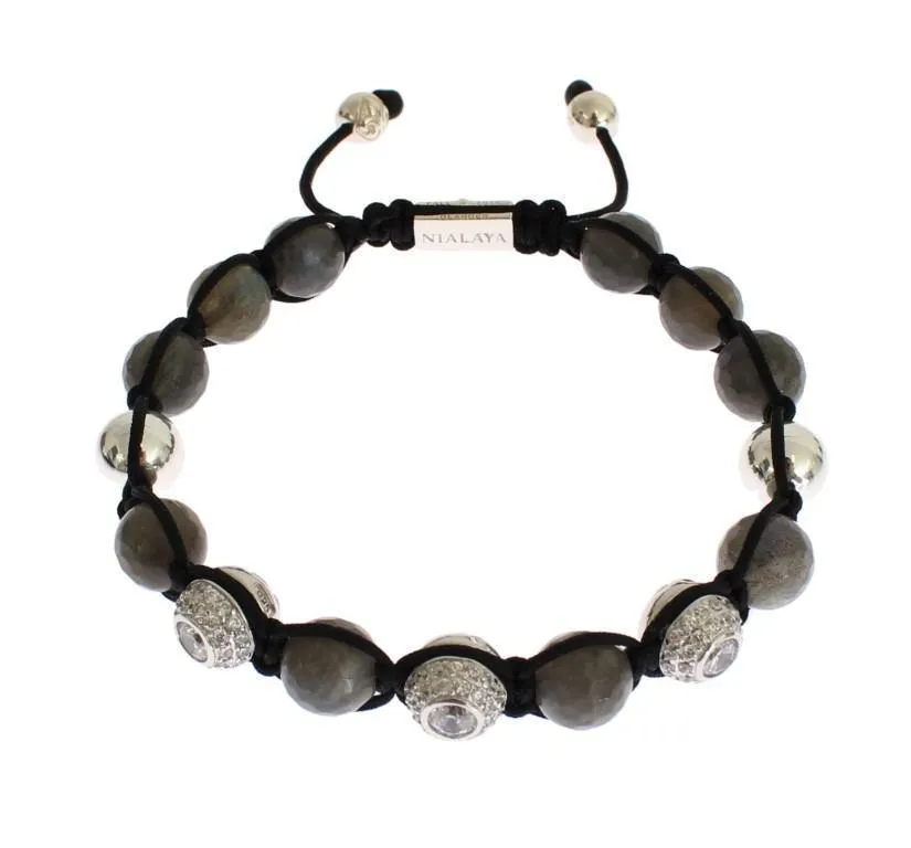 Clear CZ Labrodite 925 Silver Bracelet