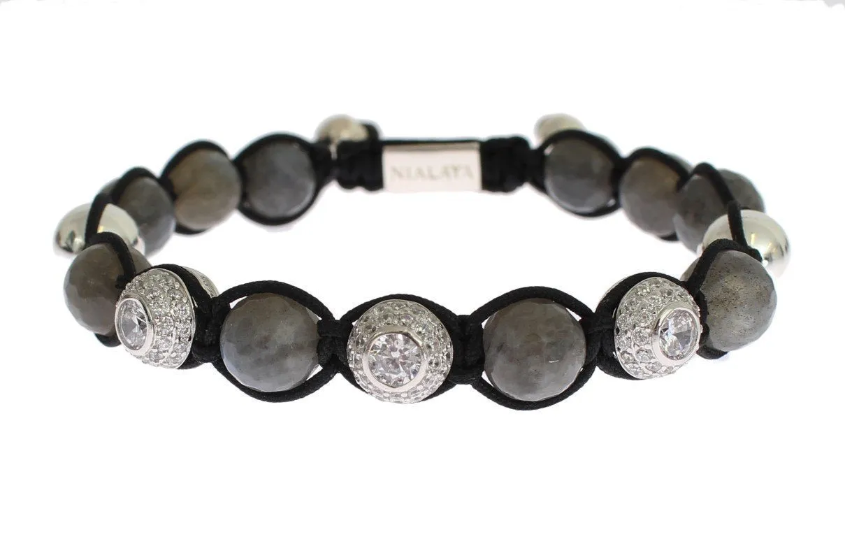 Clear CZ Labrodite 925 Silver Bracelet