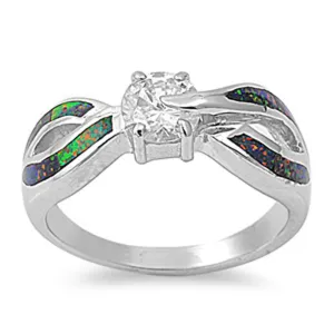 Clear CZ Polished Criss Cross Elegant Ring .925 Sterling Silver Band Sizes 5-9