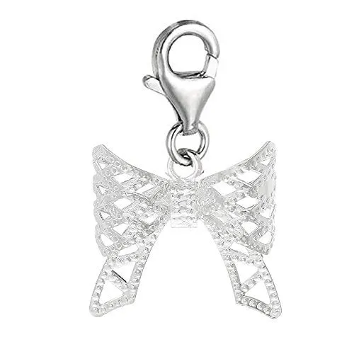 Clip on Bowknot Charm Dangle Pendant for European Clip on Charm Jewelry w/ Lobster Clasp