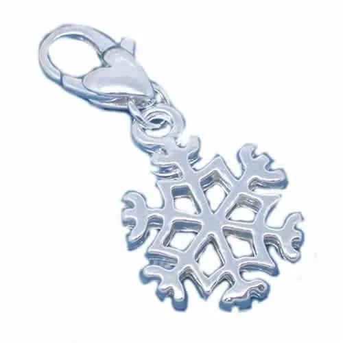 Clip on Snowflake Charm for European Jewelry w/ Lobster Clasp