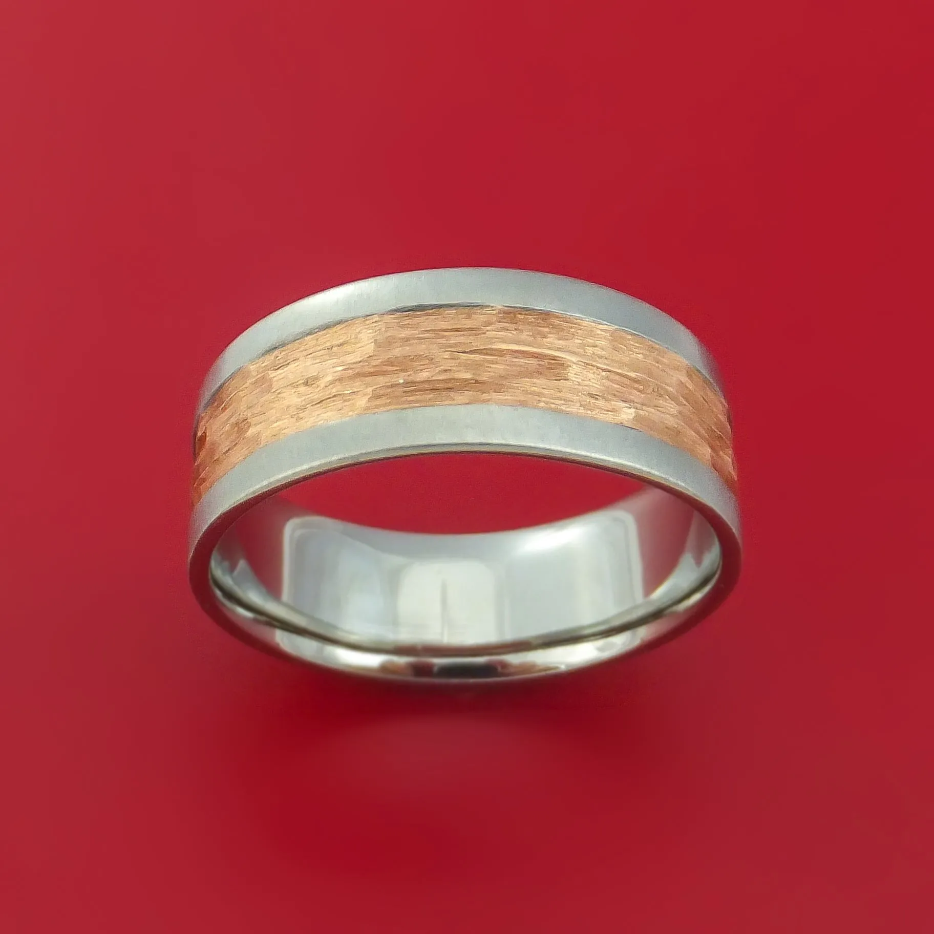 Cobalt Chrome and Rose Gold Textured Band Custom Made Ring