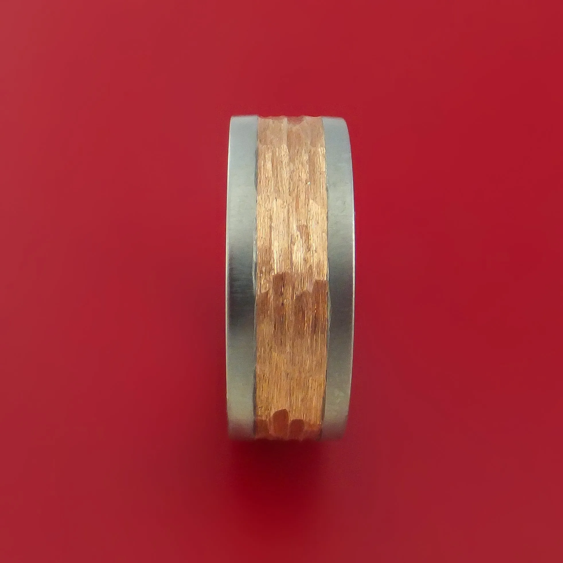 Cobalt Chrome and Rose Gold Textured Band Custom Made Ring