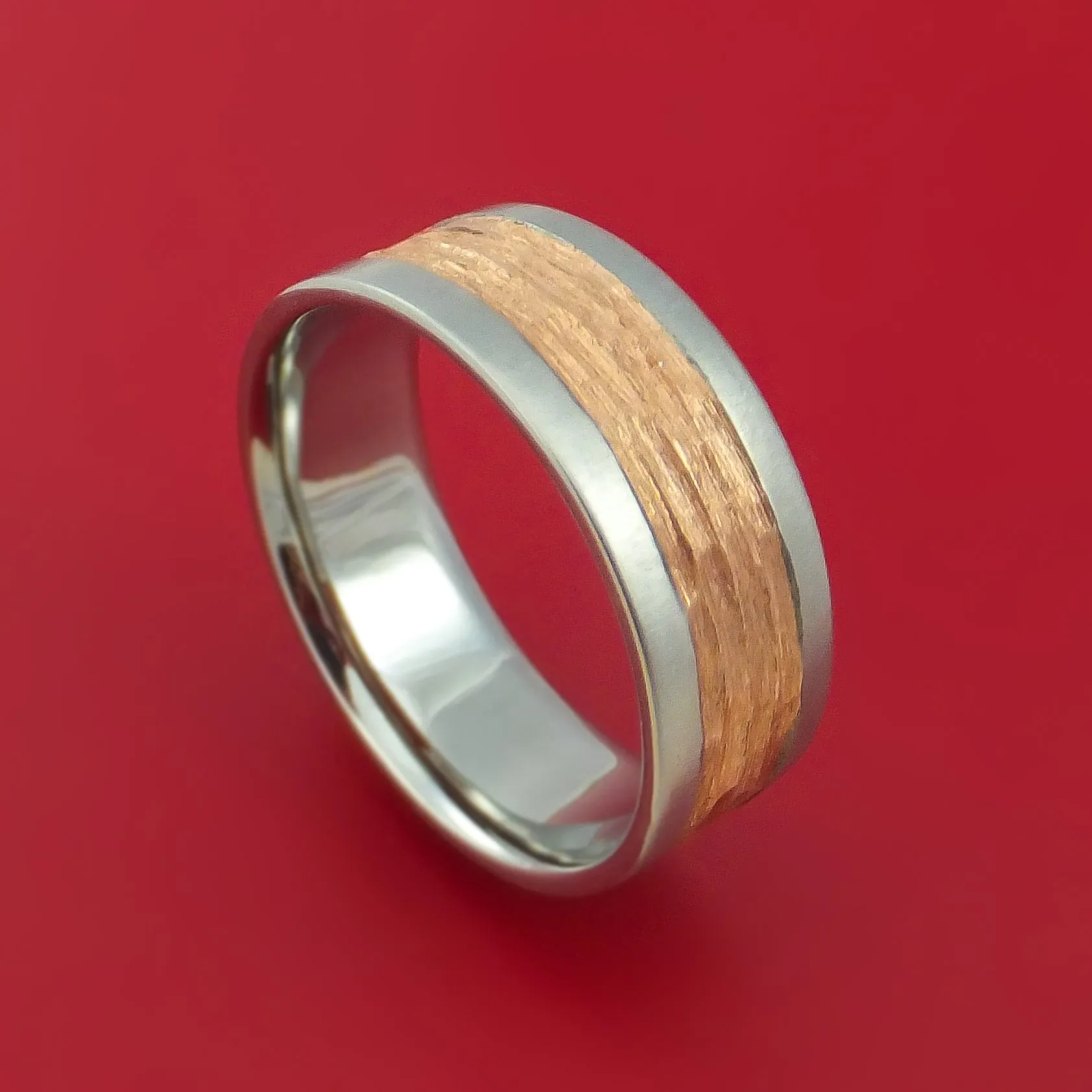 Cobalt Chrome and Rose Gold Textured Band Custom Made Ring
