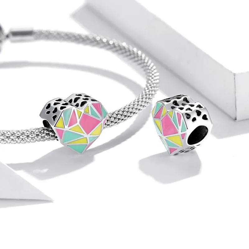 Colourful Geometric Heart Charm