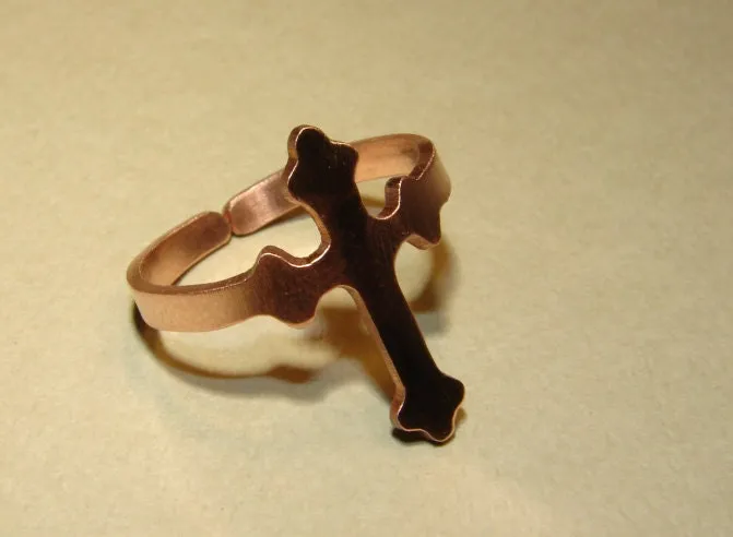 Copper cross adjustable ring