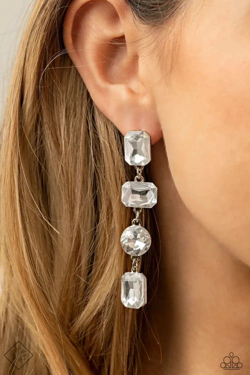 Cosmic Heiress White Paparazzi Earrings
