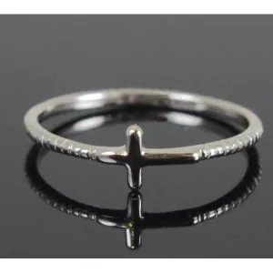 Cross Sideways Sterling Silver Size 7