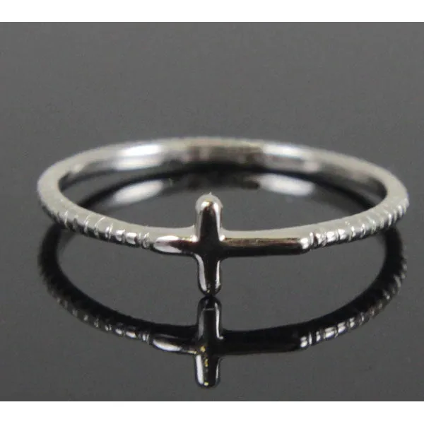 Cross Sideways Sterling Silver Size 7
