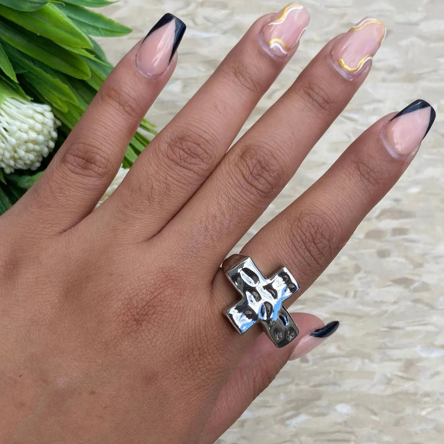 Cross Silver Ring