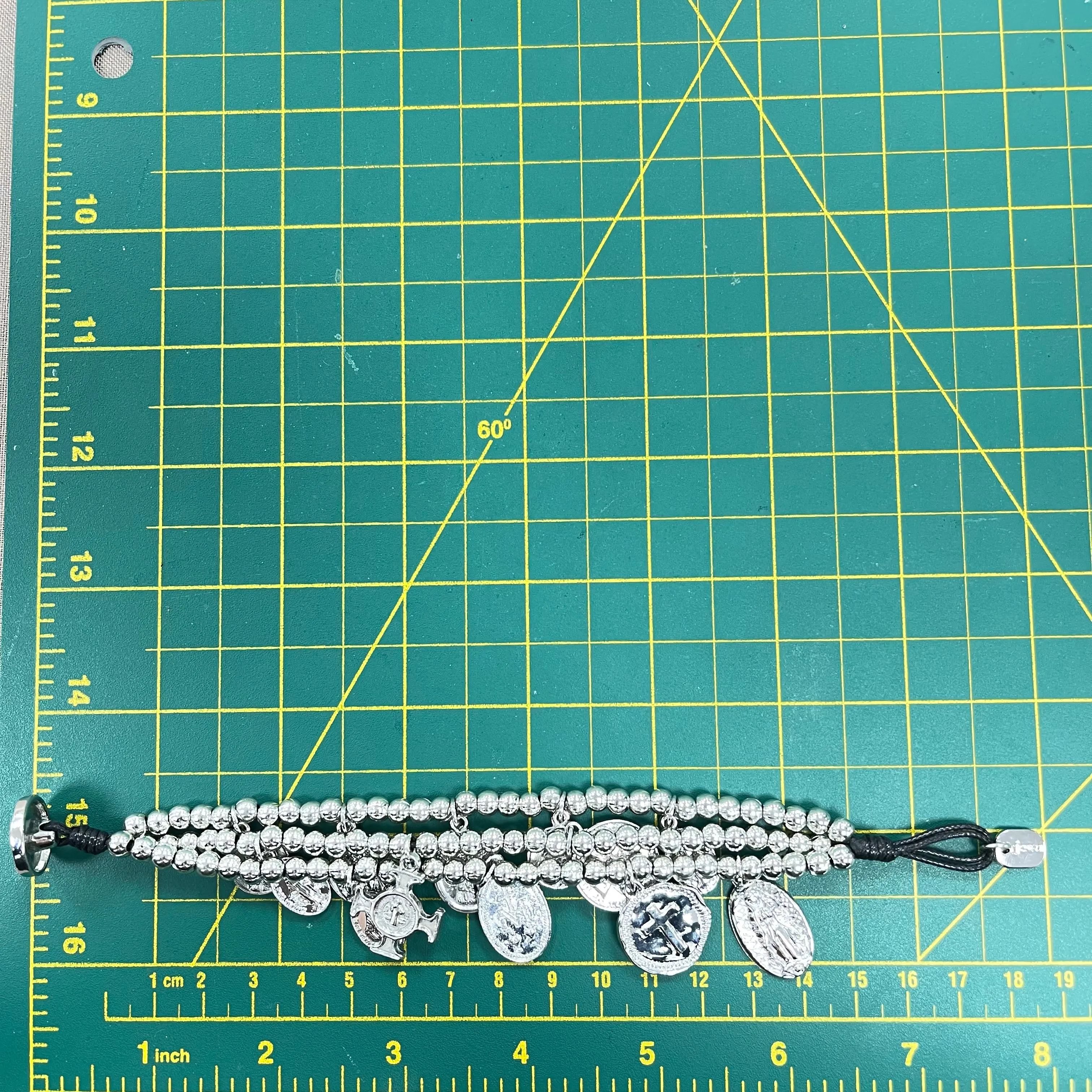 Cross With Mix Charm Silver Plated Bracalet