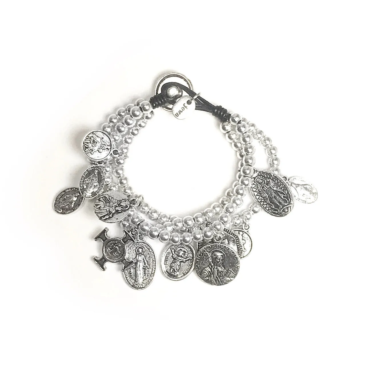 Cross With Mix Charm Silver Plated Bracalet
