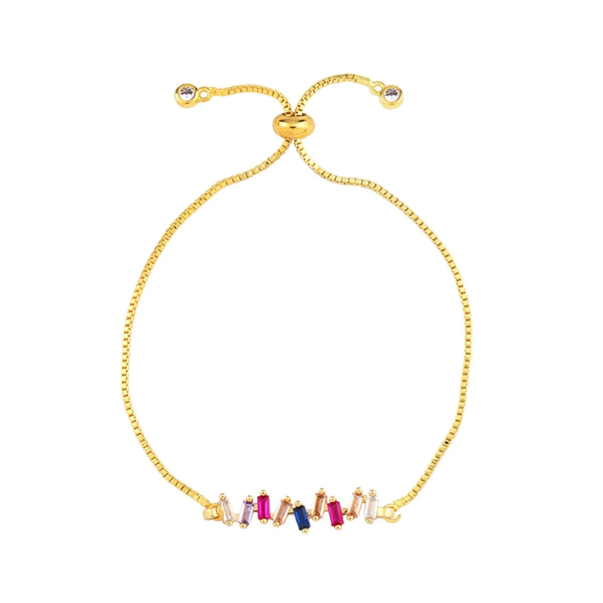 Cubic Zirconia & 18K Gold-Plated Charm Adjustable Bracelet