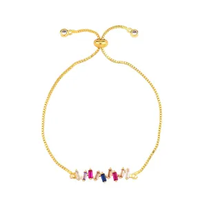 Cubic Zirconia & 18K Gold-Plated Charm Adjustable Bracelet