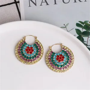 Cubic Zirconia & 18K Gold-Plated Circle Drop Earrings