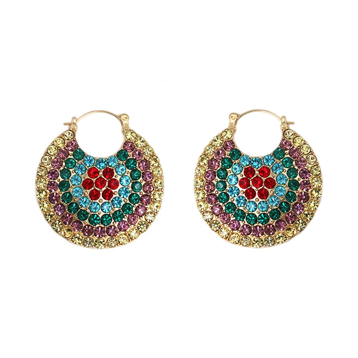 Cubic Zirconia & 18K Gold-Plated Circle Drop Earrings