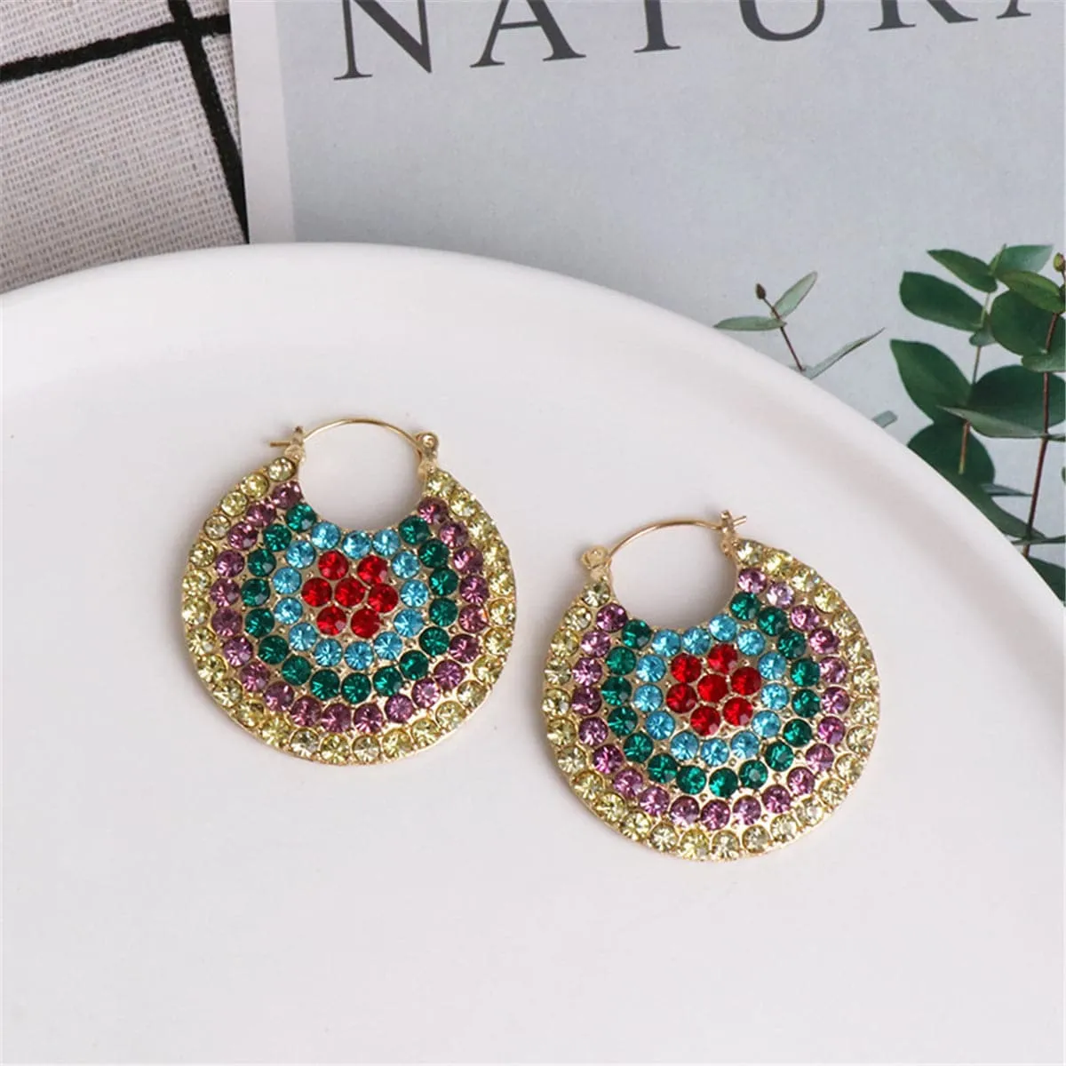 Cubic Zirconia & 18K Gold-Plated Circle Drop Earrings
