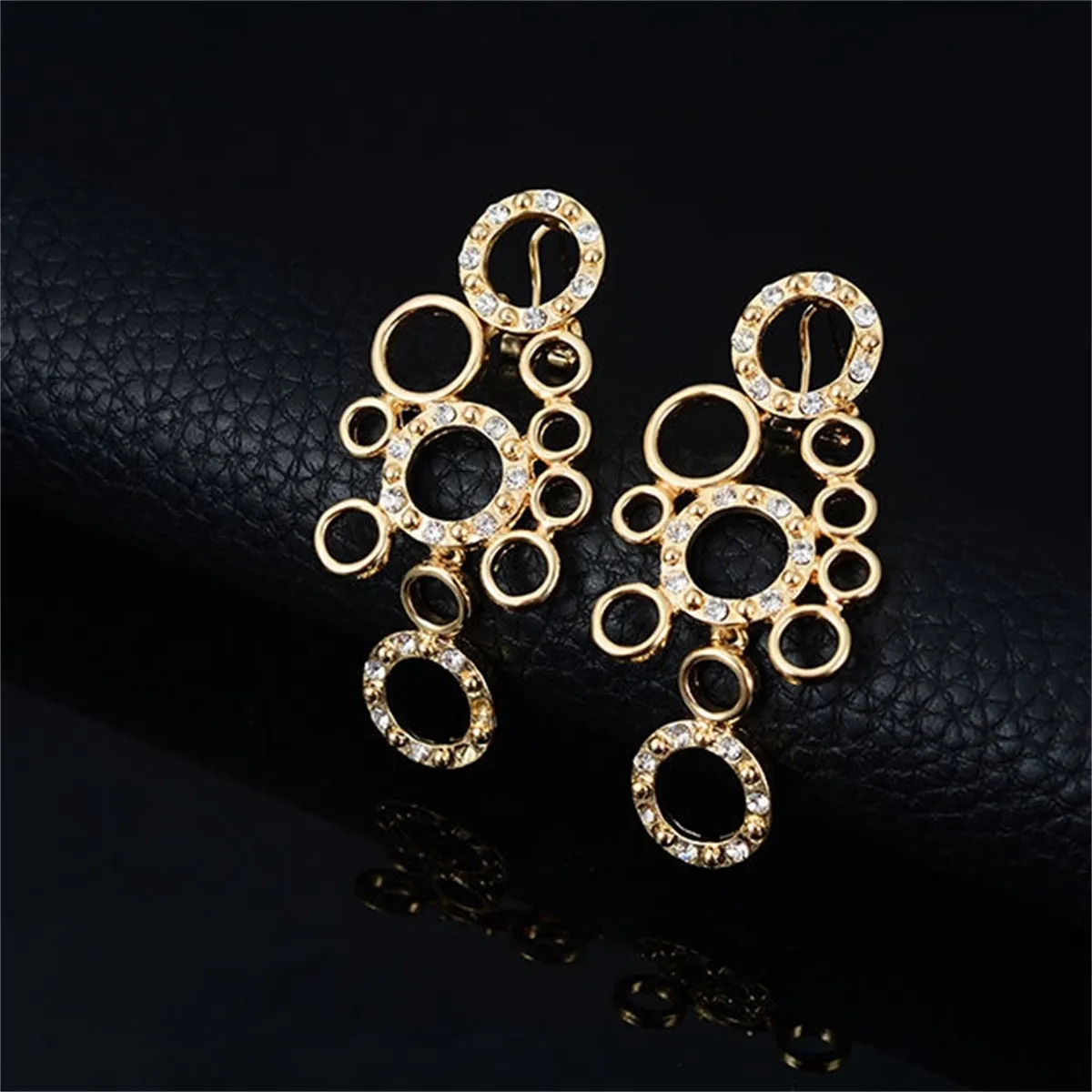 Cubic Zirconia & 18K Gold-Plated Multi-Circle Statement Necklace Set
