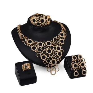 Cubic Zirconia & 18K Gold-Plated Multi-Circle Statement Necklace Set