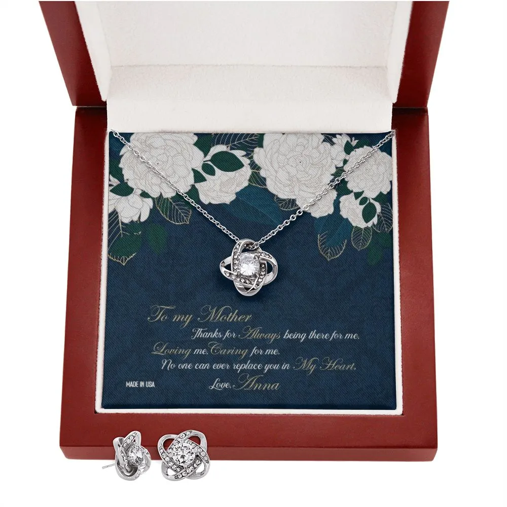 Custom Happy Mothers Day 01 14k White Gold Interlocking Heart Pendant Necklace Jewelry Gifts For Mom Wife Grandma Auntie