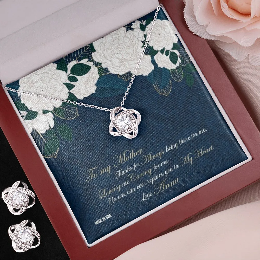 Custom Happy Mothers Day 01 14k White Gold Interlocking Heart Pendant Necklace Jewelry Gifts For Mom Wife Grandma Auntie