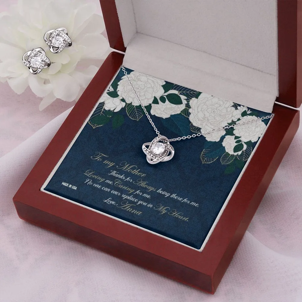 Custom Happy Mothers Day 01 14k White Gold Interlocking Heart Pendant Necklace Jewelry Gifts For Mom Wife Grandma Auntie