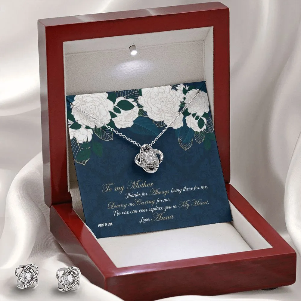 Custom Happy Mothers Day 01 14k White Gold Interlocking Heart Pendant Necklace Jewelry Gifts For Mom Wife Grandma Auntie
