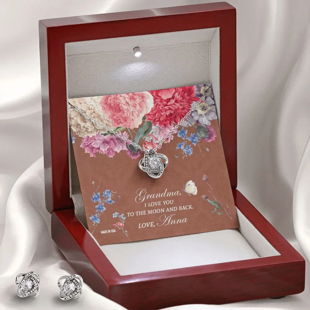 Custom Happy Mothers Day 05 14k White Gold Interlocking Heart Pendant Necklace Jewelry Gifts For Mom Wife Grandma Auntie