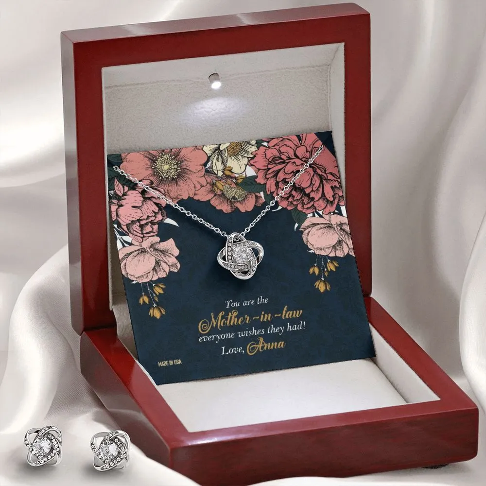 Custom Happy Mothers Day 14k White Gold Interlocking Heart Pendant Necklace Jewelry Gifts For Mom Wife Grandma Auntie