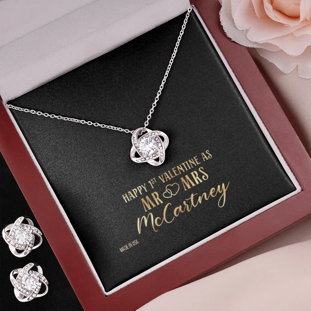 Custom Name Mr and Mrs 14k White Gold Pendant Chain Necklace Jewelry with Message Card Gift for Girlfriend Wife Fiancee Woman Girl