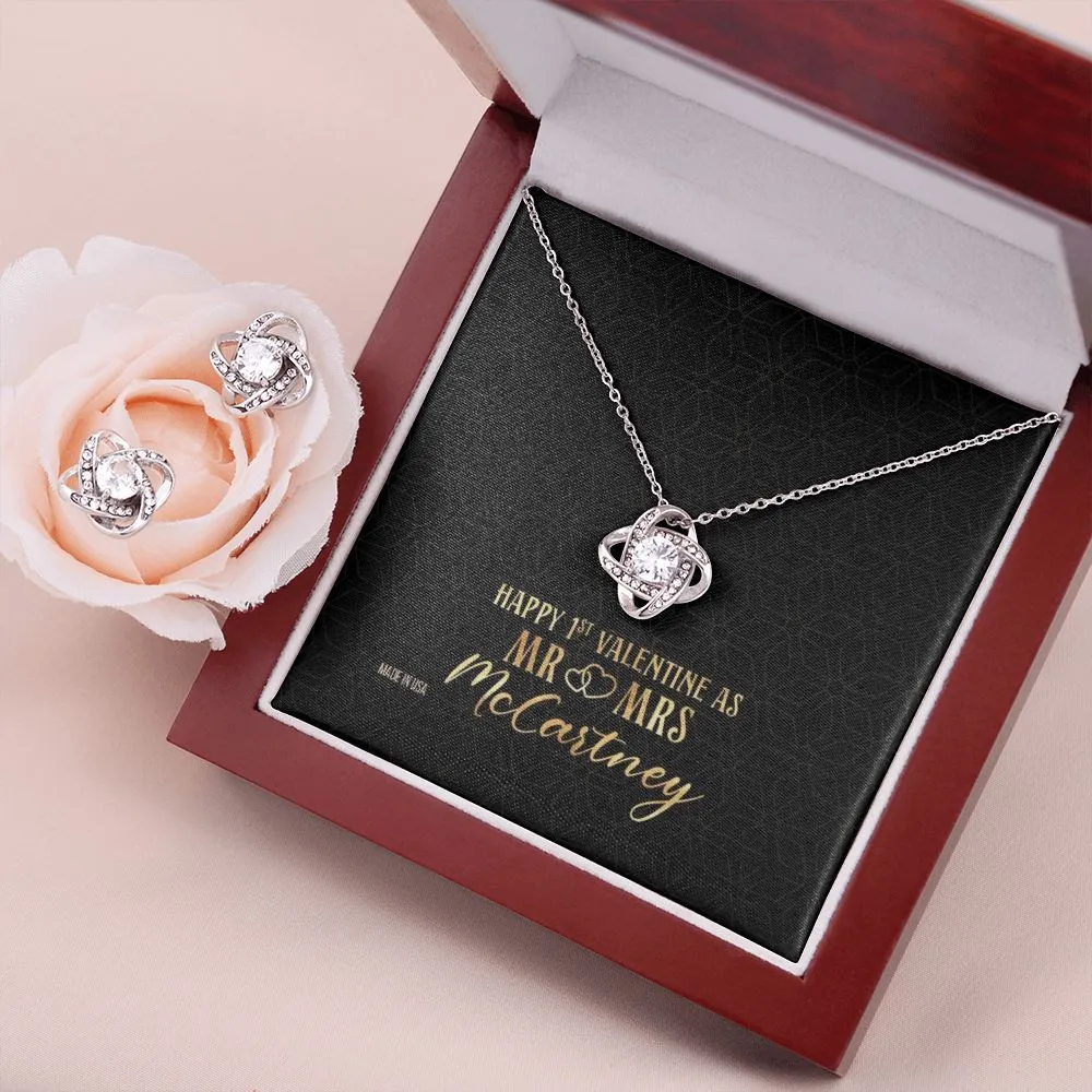Custom Name Mr and Mrs 14k White Gold Pendant Chain Necklace Jewelry with Message Card Gift for Girlfriend Wife Fiancee Woman Girl