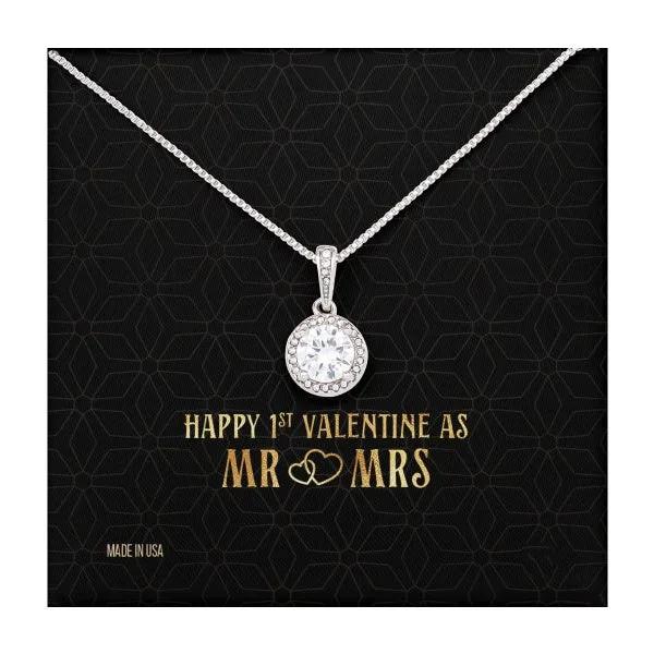 Custom Name Mr and Mrs 14k White Gold Pendant Chain Necklace Jewelry with Message Card Gift for Girlfriend Wife Fiancee Woman Girl
