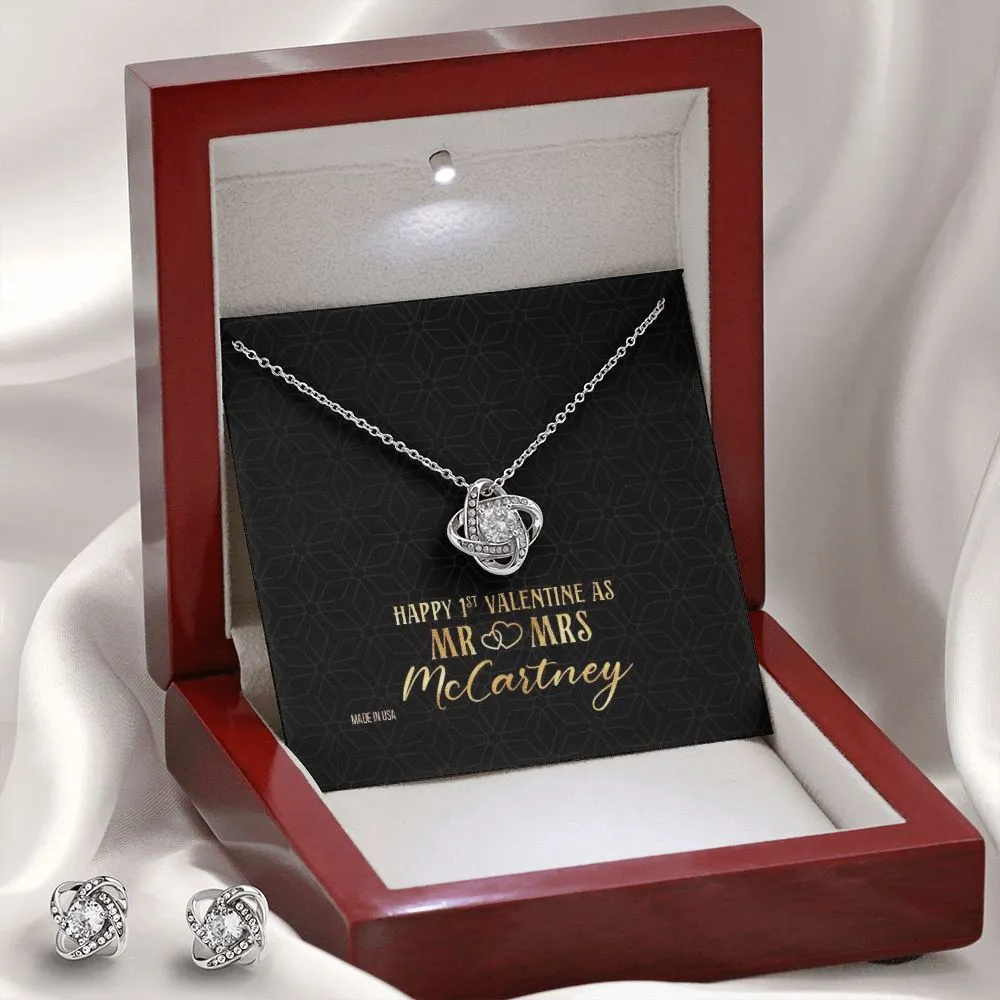 Custom Name Mr and Mrs 14k White Gold Pendant Chain Necklace Jewelry with Message Card Gift for Girlfriend Wife Fiancee Woman Girl