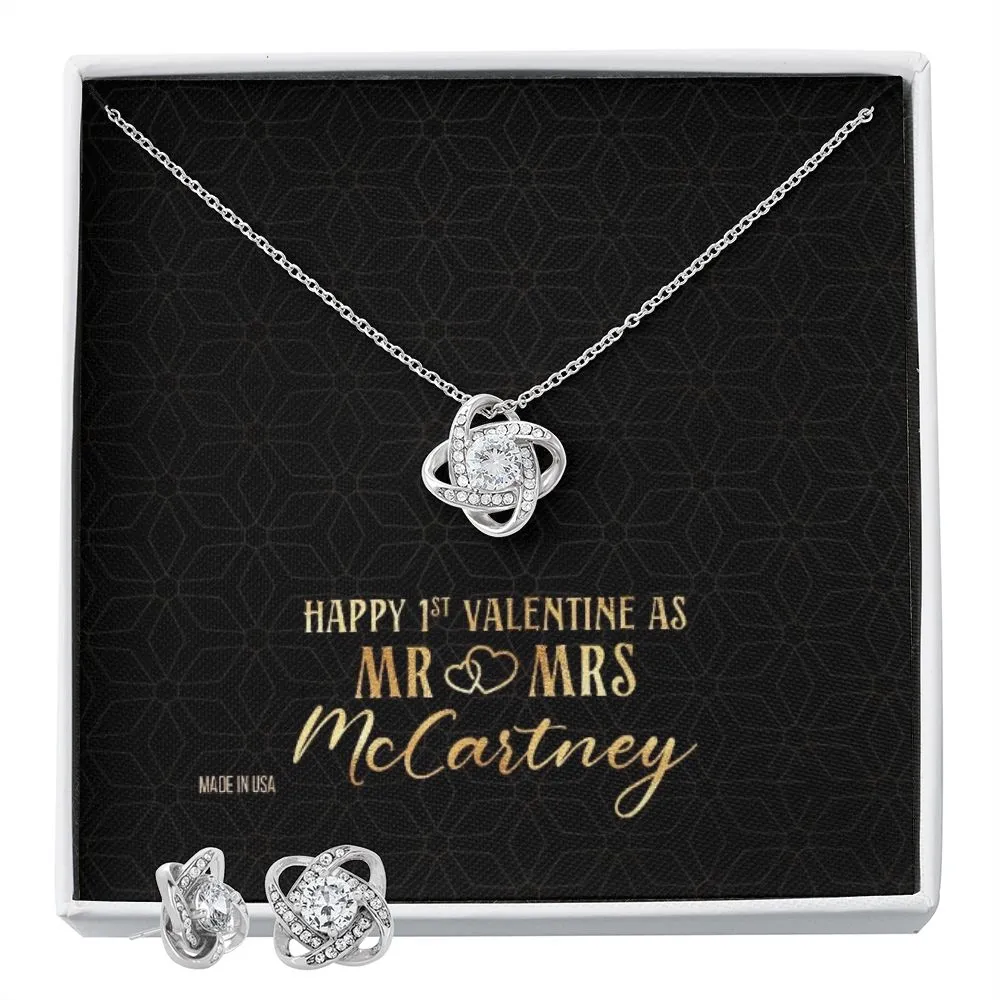 Custom Name Mr and Mrs 14k White Gold Pendant Chain Necklace Jewelry with Message Card Gift for Girlfriend Wife Fiancee Woman Girl