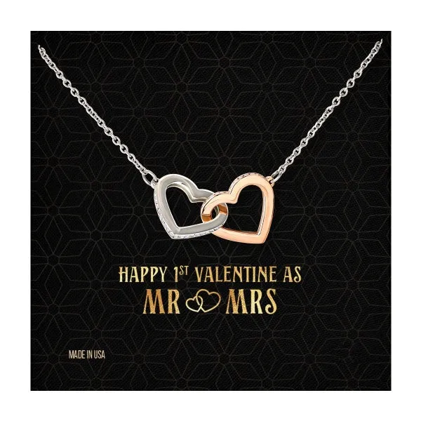 Custom Name Mr and Mrs 14k White Gold Pendant Chain Necklace Jewelry with Message Card Gift for Girlfriend Wife Fiancee Woman Girl