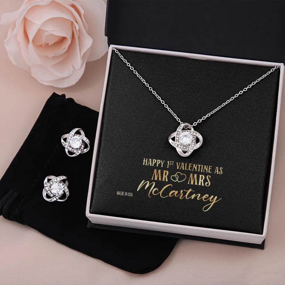 Custom Name Mr and Mrs 14k White Gold Pendant Chain Necklace Jewelry with Message Card Gift for Girlfriend Wife Fiancee Woman Girl
