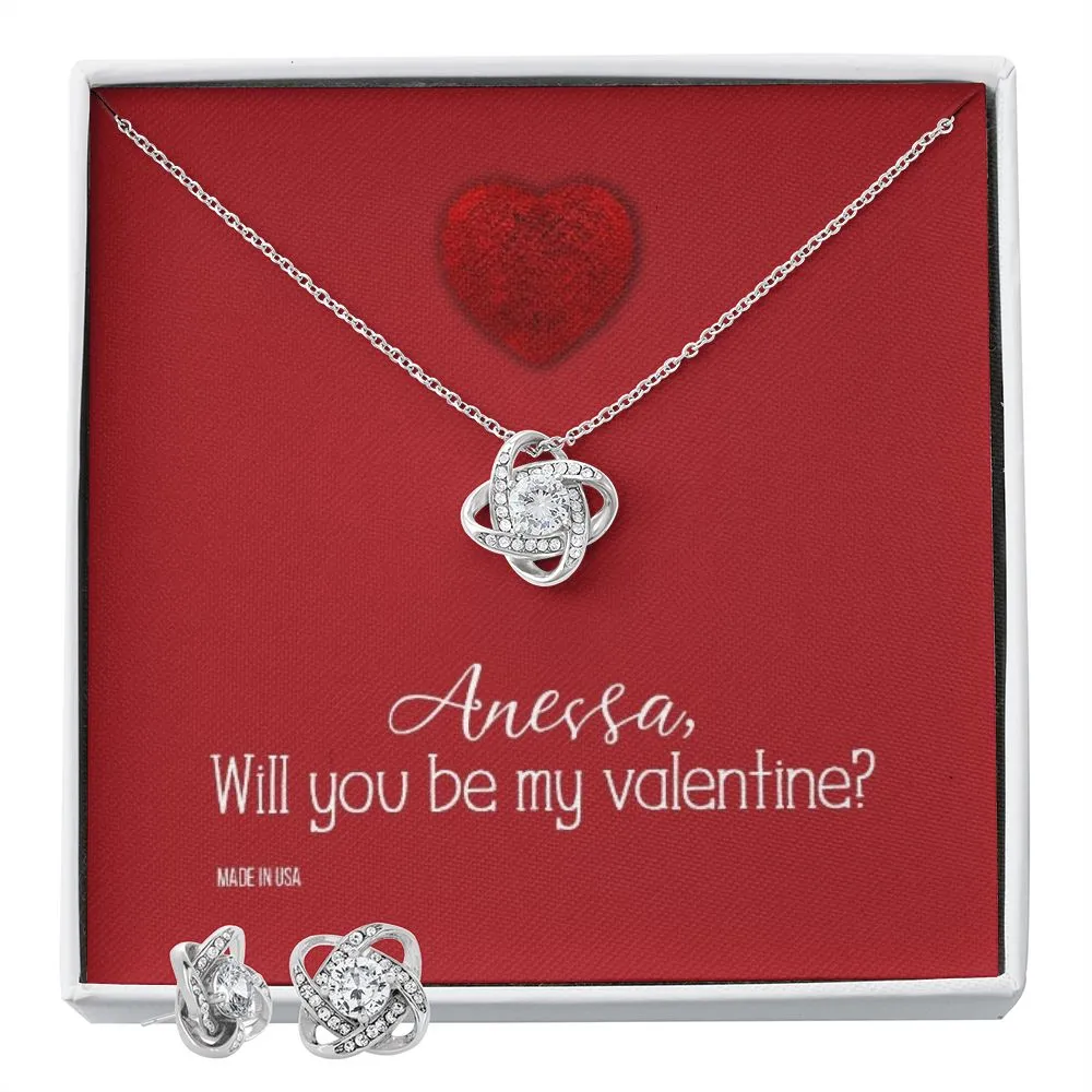 Custom Name To My Girl Friend Will You Be My Valentine 14k White Gold Pendant Chain Necklace Jewelry with Message Card Gift for Girlfriend Wife Fiancee Woman Girl