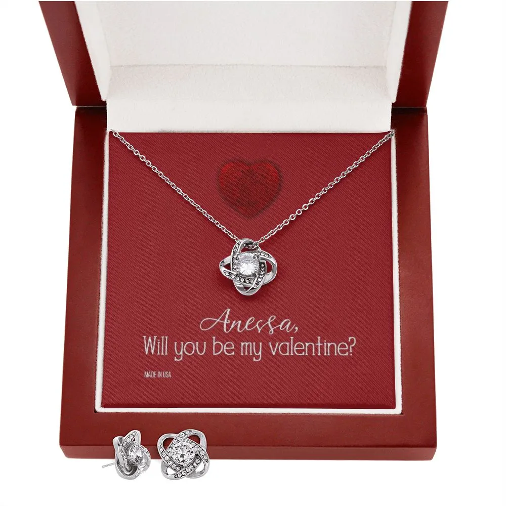 Custom Name To My Girl Friend Will You Be My Valentine 14k White Gold Pendant Chain Necklace Jewelry with Message Card Gift for Girlfriend Wife Fiancee Woman Girl