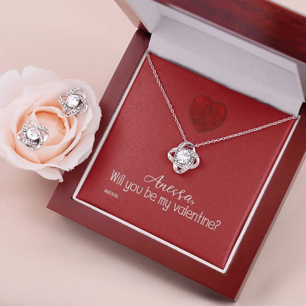 Custom Name To My Girl Friend Will You Be My Valentine 14k White Gold Pendant Chain Necklace Jewelry with Message Card Gift for Girlfriend Wife Fiancee Woman Girl