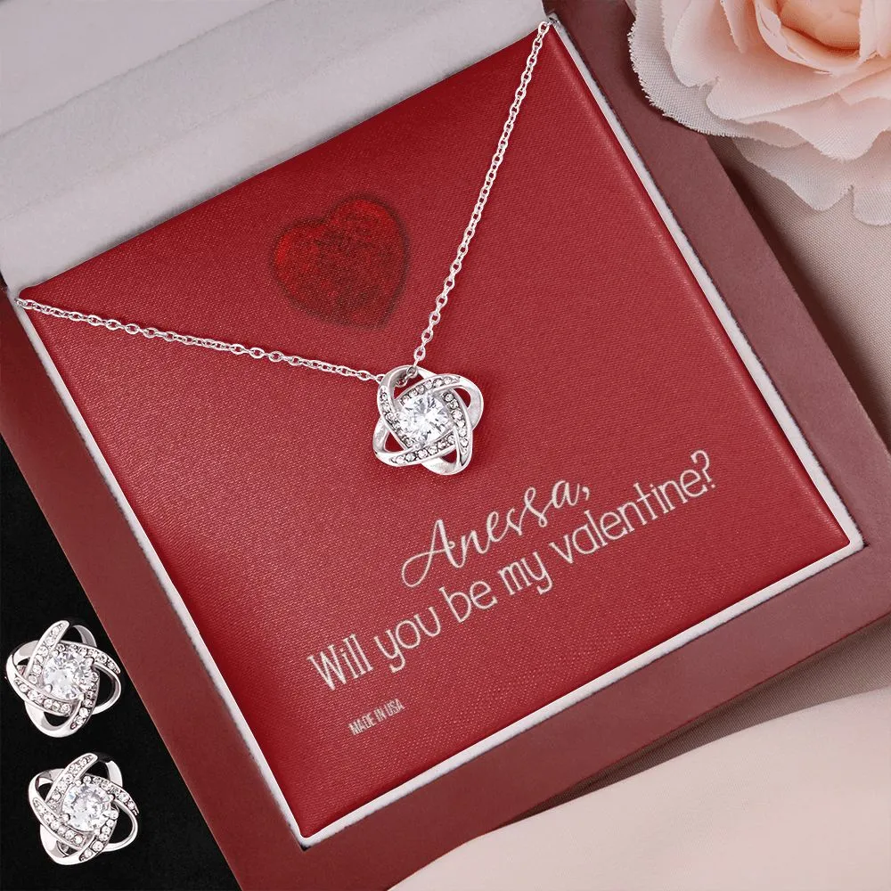 Custom Name To My Girl Friend Will You Be My Valentine 14k White Gold Pendant Chain Necklace Jewelry with Message Card Gift for Girlfriend Wife Fiancee Woman Girl