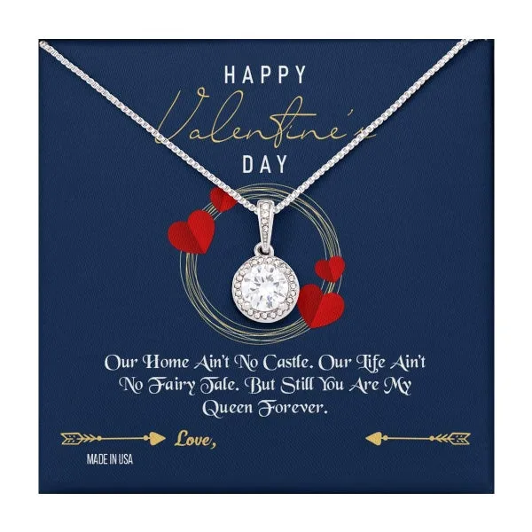Custom Name To My Wife Happy Valentines Day 14k White Gold Pendant Chain Necklace Jewelry Gift for Wife Fiancee Woman