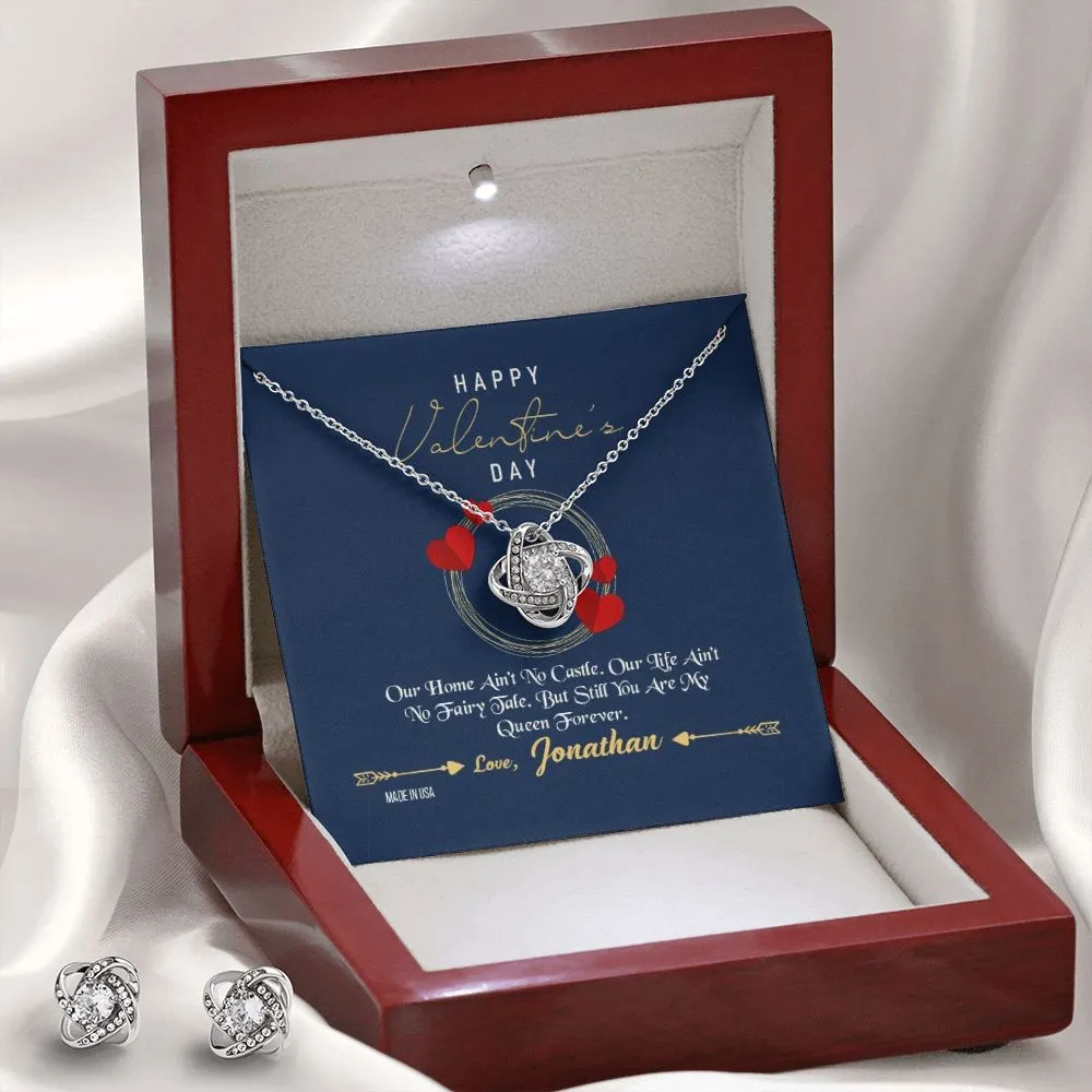 Custom Name To My Wife Happy Valentines Day 14k White Gold Pendant Chain Necklace Jewelry Gift for Wife Fiancee Woman