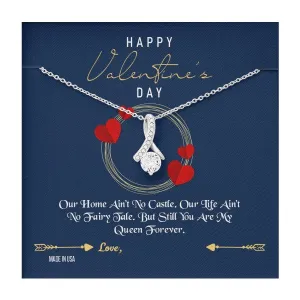 Custom Name To My Wife Happy Valentines Day 14k White Gold Pendant Chain Necklace Jewelry Gift for Wife Fiancee Woman