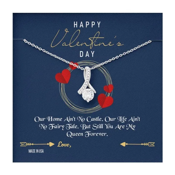 Custom Name To My Wife Happy Valentines Day 14k White Gold Pendant Chain Necklace Jewelry Gift for Wife Fiancee Woman