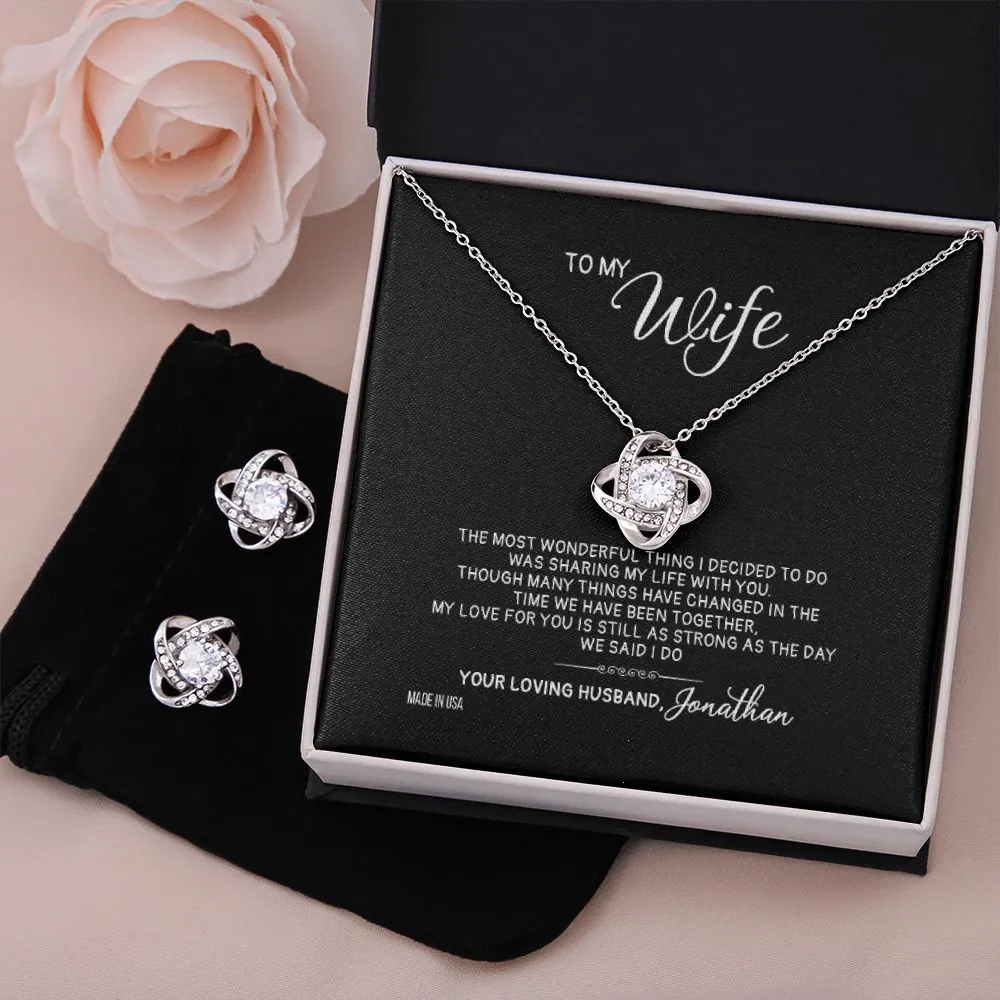 Custom Name To My Wonderful Wife 14k White Gold Pendant Chain Necklace Jewelry Gift for Girlfriend Wife Fiancee Woman Mother day